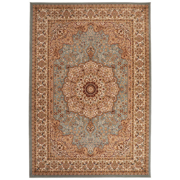 Grand Heritage GH101 Traditional Persian Floral Medallion Border Soft Stain-Resistant Durable Beige/Terracotta/Blue-Grey Rug-Concept Looms-Rug Love - The Most Loved Rug Store